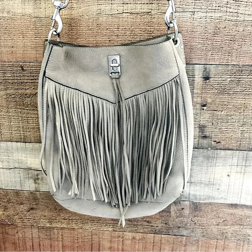 Rebecca Minkoff Grey Darren Shoulder Bag With Fringe